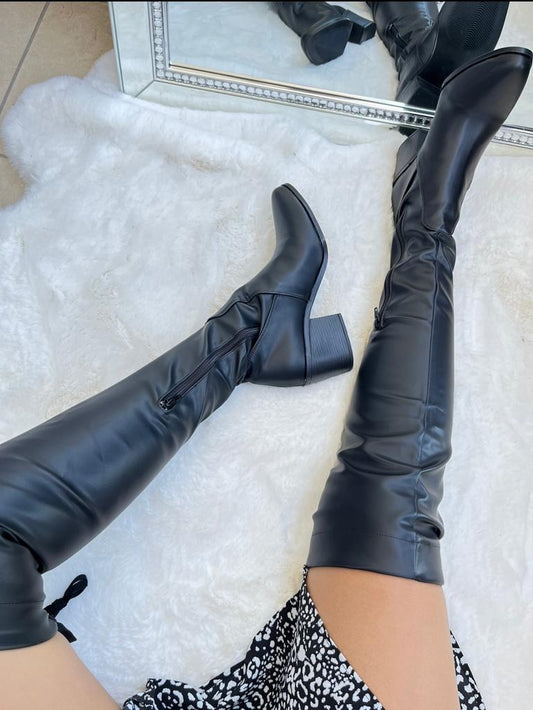 Nia Black knee high boots